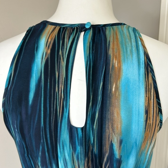 Paper Crown Striped Blue and Tan Midi Dress - Picture 10 of 16